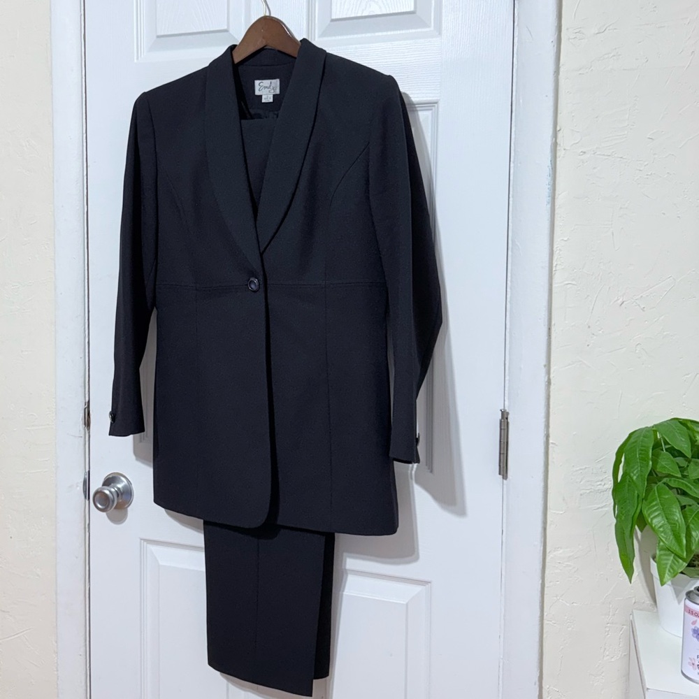 Emily Women's 2pc Pant Suit Set Size 12 Black Career Business Professional - Picture 3 of 16